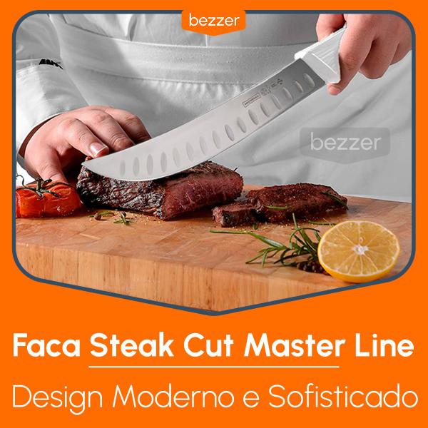 Faca Curva de Churrasco Profissional 10 Polegadas Mundial Lâmina Inox Cabo Anti-Micróbios e Germes Imagem de Faca Curva de Churrasco Profissional 10 Polegadas Mundial Lâmina Inox Cabo Anti-Micróbios e Germes