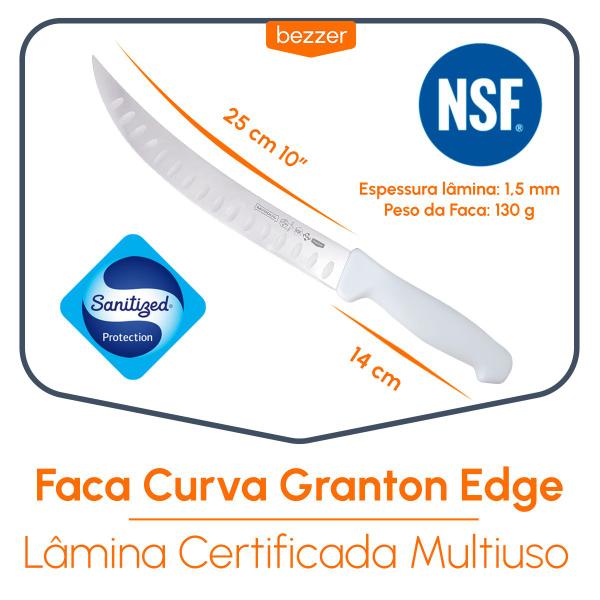 Faca Curva de Churrasco Profissional 10 Polegadas Mundial Lâmina Inox Cabo Anti-Micróbios e Germes Imagem de Faca Curva de Churrasco Profissional 10 Polegadas Mundial Lâmina Inox Cabo Anti-Micróbios e Germes