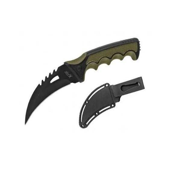 Imagem de Faca Curva Inox Xingu 23Cm Bainha Plastica Karambit Afiada