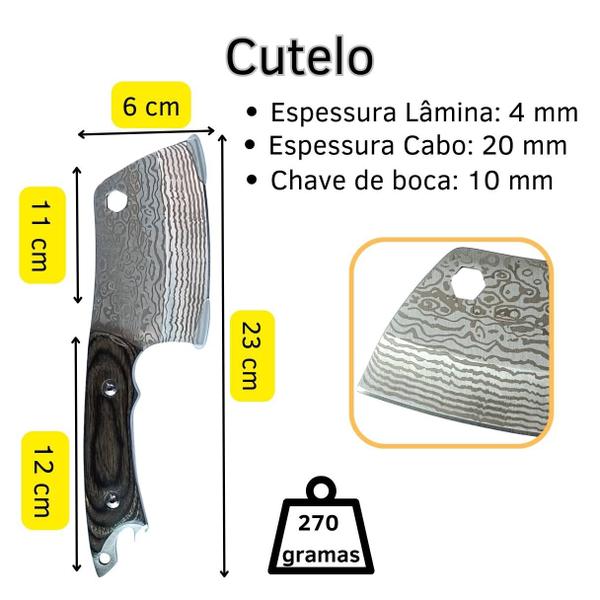 Imagem de Faca Cutelo Inox Fulltang Camping Churrasco Pesca Com Bainha