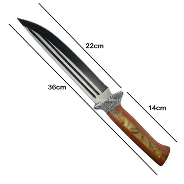 Imagem de Faca de Caça e Pesca Full Tang Inox com Cabo de Madeira 36cm SLKA60