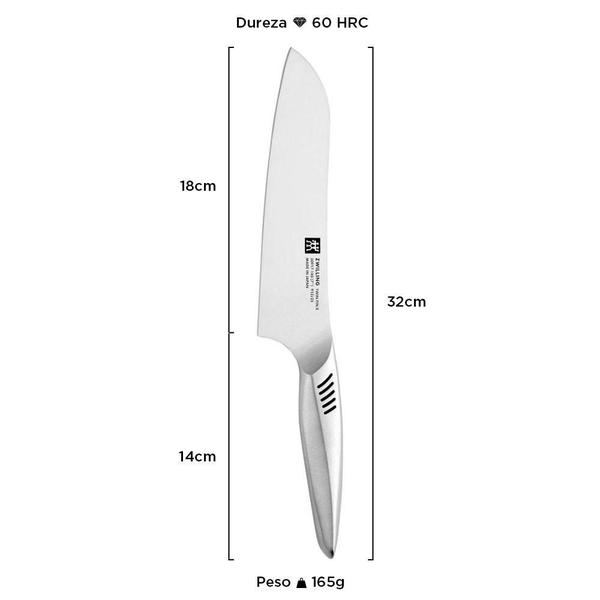 Imagem de Faca de Corte Santoku Twin Fin 2 180mm Alemã Japão Zwilling