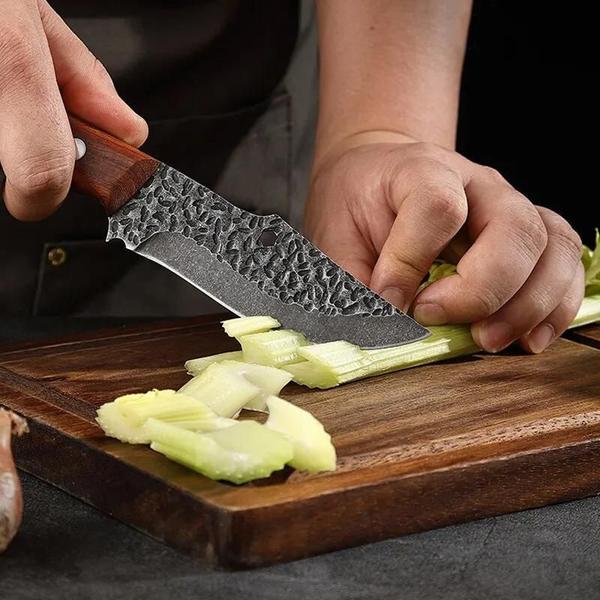 Imagem de Faca de Cozinha Artesanal em Aço Inoxidável - Desossa, Cutelo para Carne e Frutas