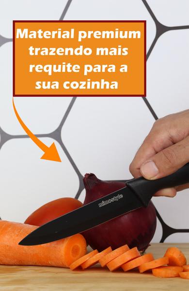 Imagem de Faca De Cozinha Cabo Antiaderente Multiuso Profissional Para Legumes Em Aço Inox Preto