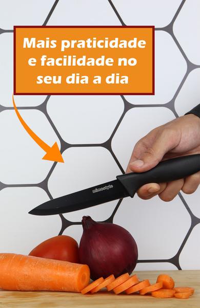 Imagem de Faca De Cozinha Cabo Antiaderente Multiuso Profissional Para Legumes Em Aço Inox Preto