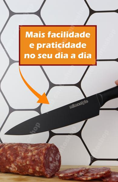 Imagem de Faca De Cozinha Do Chef Premium Picanheira Profissional Para Churrasco Em Aço Inox E Cabo Preto