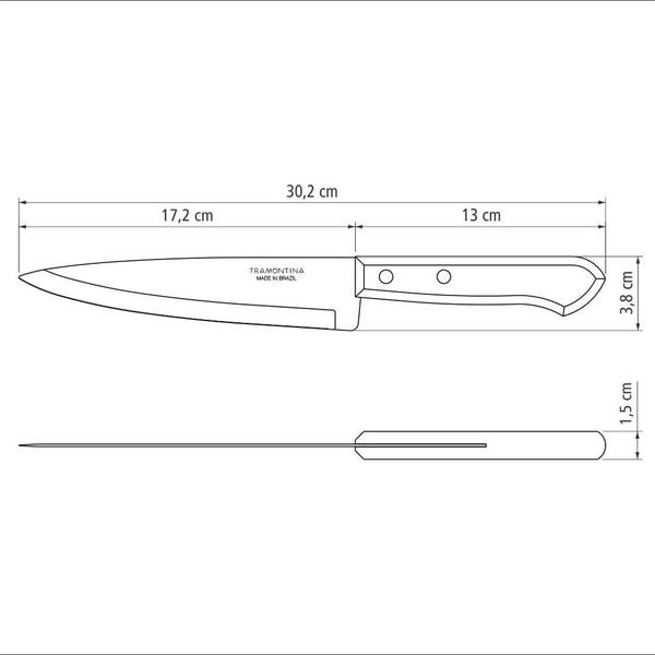 Imagem de Faca de Cozinha Tramontina Dynamic em Inox com Cabo de Madeira 7"