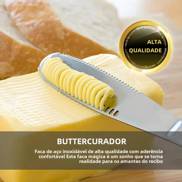 Imagem de Faca de Manteiga de Aço Inoxidável com Furos - Ideal para Queijo, Geléia e Torradas