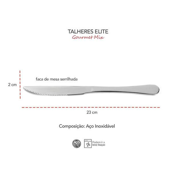 Imagem de Faca de Mesa Churrasco Inox Resistente Serrilhada Elite 12un