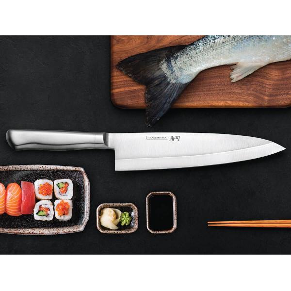 Imagem de Faca Deba Tramontina Sushi Diamond Chef Comida Japonesa 8' Lâmina e Cabo em Aço Inox