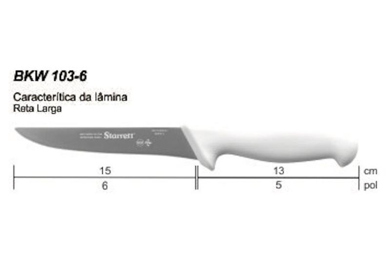 Imagem de Faca Desossar Lâmina Reta Larga 15cm Branco Starret BKW103-6