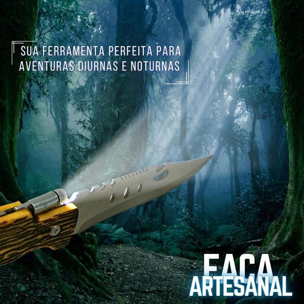 Imagem de Faca Esportiva Artesanal Caça Pesca C/ Bússola+Lanterna Inox