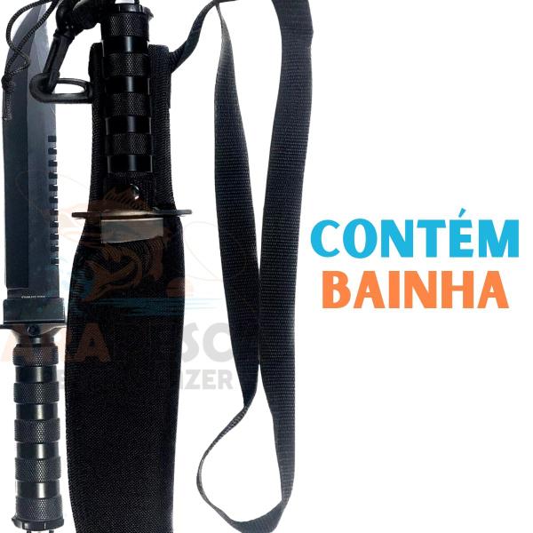 Imagem de Faca Esportiva Sobrevivência Tática Rambo Black C/Bainha