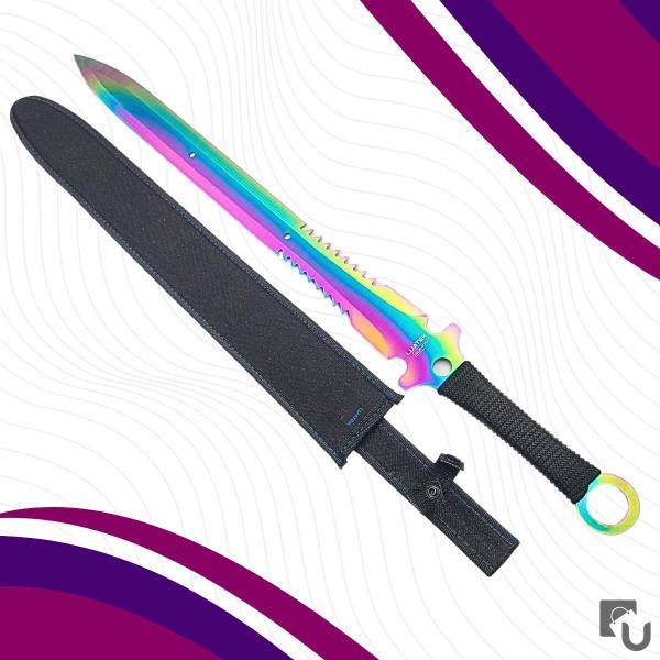 Imagem de Faca Facão Espada Katana Samurai Modern Furta Cor FullTang Aço Inox com Bainha de Nylon - Luatek