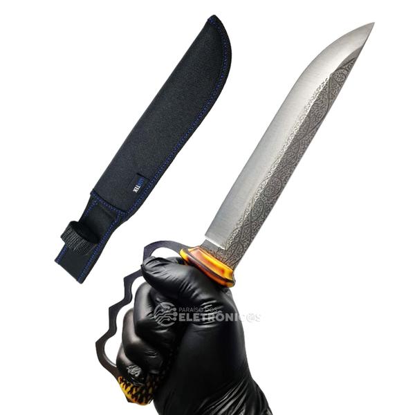 Faca Full Tang Lamina Afiada 2,8mm Com Batedor de Carne + Bainha Resistente SLKA24 - Luatek Imagem de Faca Full Tang Lamina Afiada 2,8mm Com Batedor de Carne + Bainha Resistente SLKA24