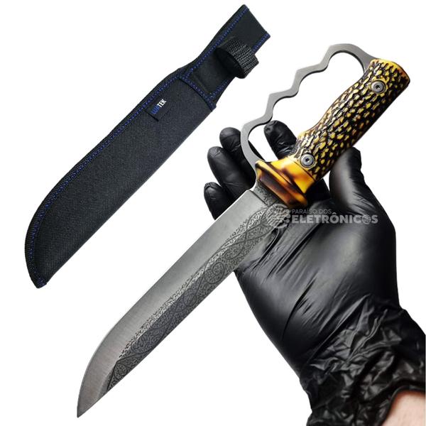 Faca Full Tang Lamina Afiada 2,8mm Com Batedor de Carne + Bainha Resistente SLKA24 - Luatek Imagem de Faca Full Tang Lamina Afiada 2,8mm Com Batedor de Carne + Bainha Resistente SLKA24