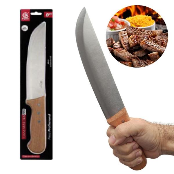 Imagem de Faca Inox 8 Grande Para Corte Carne Churrasco Profissional