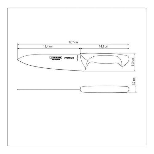 Imagem de Faca Inox Açougueiro Cabo Branco 8'' Chef Premium Tramontina