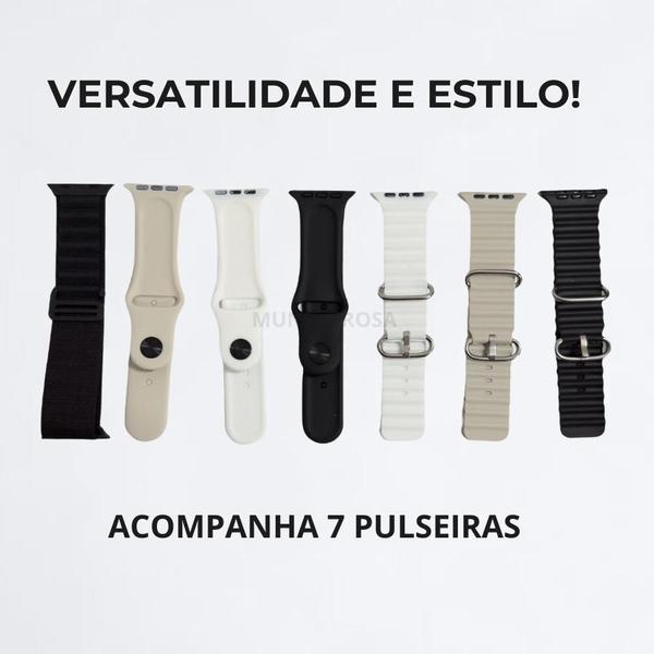 Faça Mais com Menos Esforço com o Relógio Inteligente Series 9 Ultra + 7 Pulseiras - MR Imagem de Faça Mais com Menos Esforço com o Relógio Inteligente Series 9 Ultra + 7 Pulseiras
