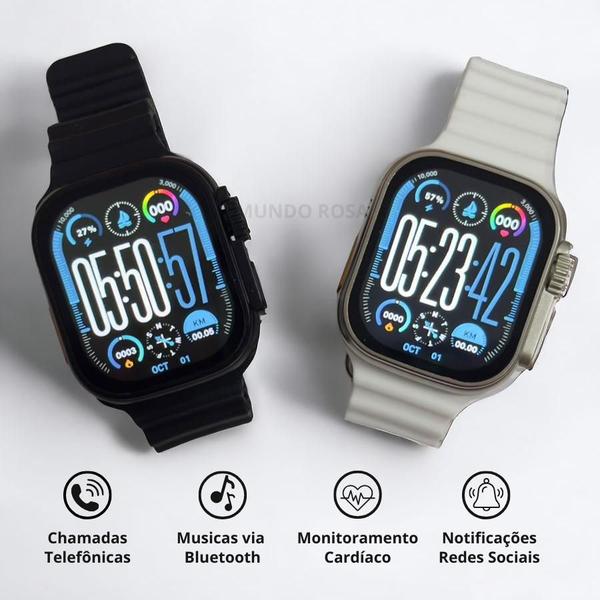 Faça Mais com Menos Esforço com o Relógio Inteligente Series 9 Ultra + 7 Pulseiras - MR Imagem de Faça Mais com Menos Esforço com o Relógio Inteligente Series 9 Ultra + 7 Pulseiras