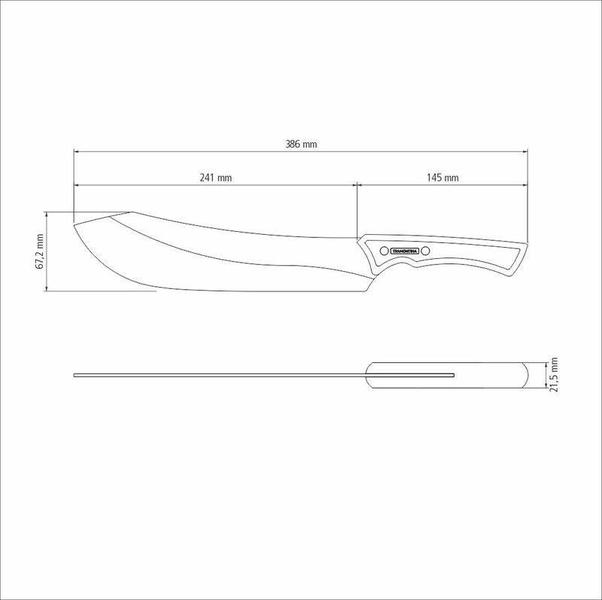 Imagem de Faca para carne tramontina churrasco black com lâmina de aço inox escurecido e cabo de madeira 10