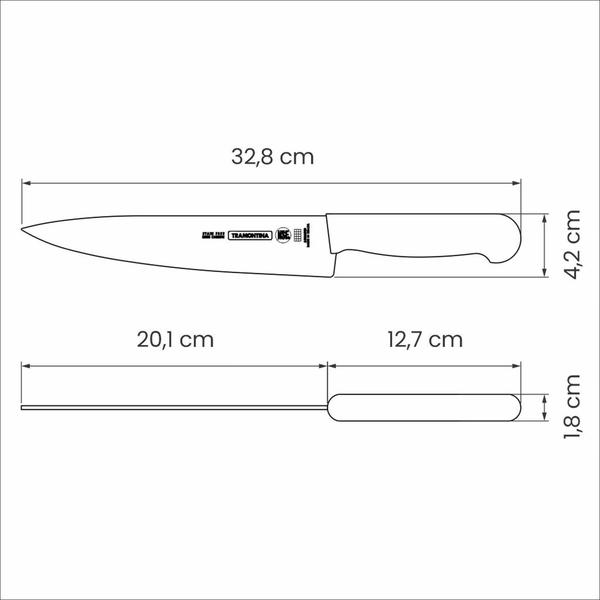 Imagem de Faca para Carne Tramontina Profissional Inox 8 polegadas Preto com Proteção Antimicrobiana 8"