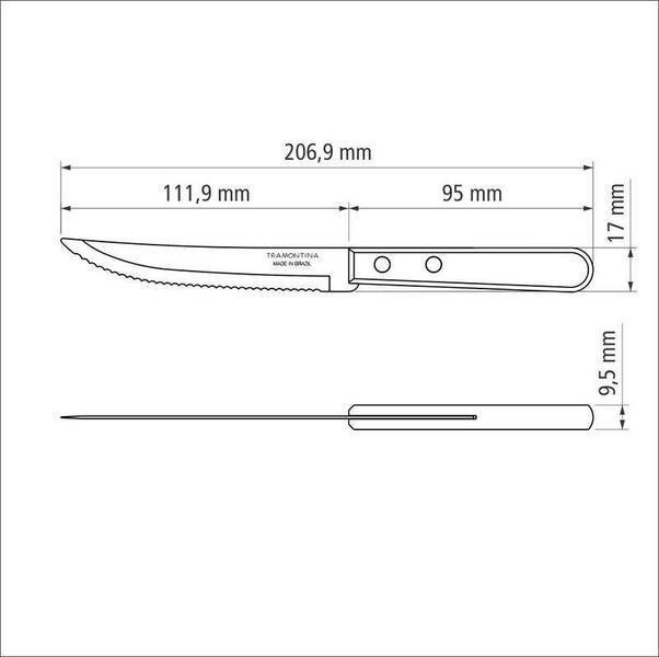 Imagem de Faca para churrasco e frutas tramontina dynamic com lâmina em aço inox e cabo de madeira natural 5