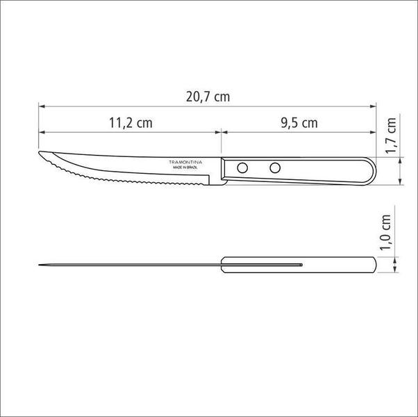 Imagem de Faca para churrasco e frutas tramontina dynamic com lâmina em aço inox e cabo de madeira natural 5