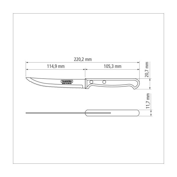 Imagem de Faca para Churrasco e Frutas Tramontina Ultracorte com Lamina em Aço Inox e Cabo de Polipropileno Preto 5"