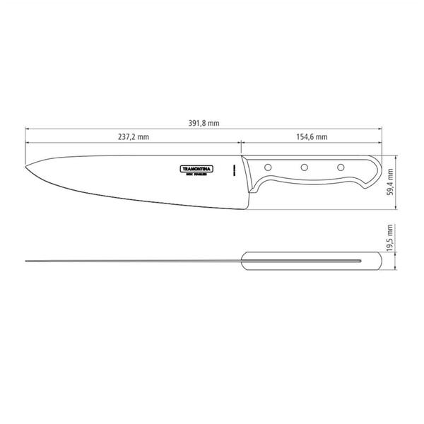 Imagem de Faca para Churrasco em Aço Inox e Cabo Vermelho Polywood 10" - Tramontina