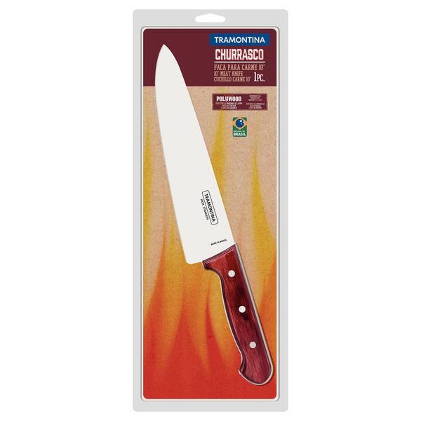 Imagem de Faca para Churrasco em Aço Inox e Cabo Vermelho Polywood 10" - Tramontina