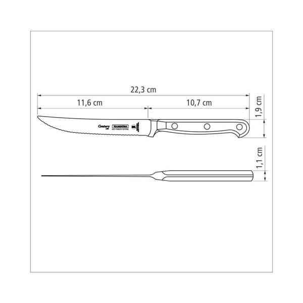 Imagem de Faca Para Churrasco/Frutas Tramontina Inox Century 5'' Preto