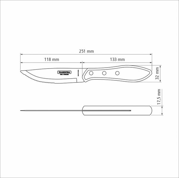 Imagem de Faca para Churrasco Jumbo Tramontina com Lâmina em Aço Inox e Cabo de Madeira Polywood Castanho 5"