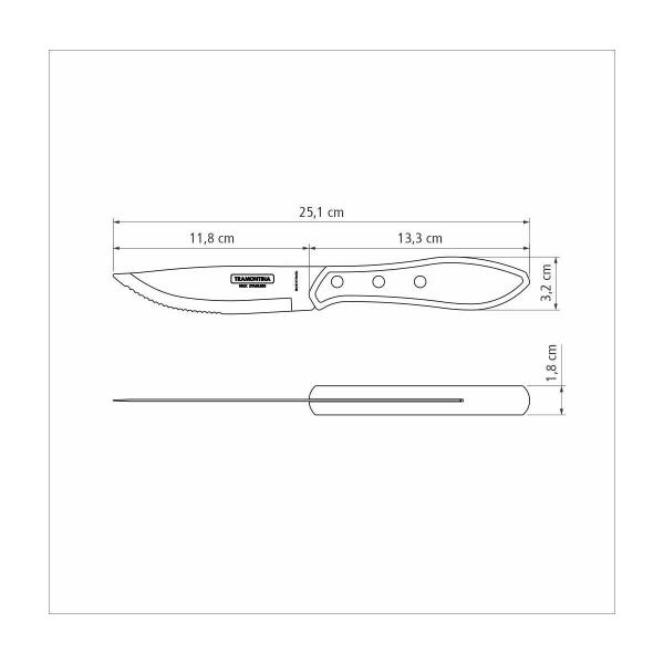 Imagem de Faca para Churrasco Jumbo Tramontina com Lamina em Aço Inox e Cabo de Madeira Polywood Castanho 5"