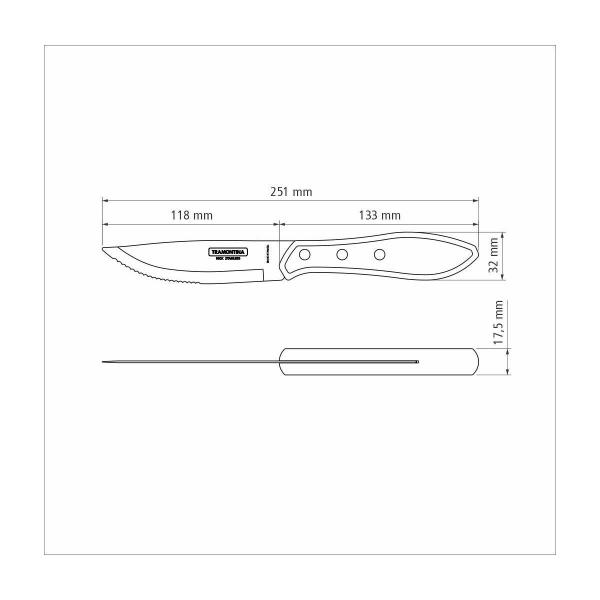 Imagem de Faca para Churrasco Jumbo Tramontina com Lamina em Aço Inox e Cabo de Madeira Polywood Vermelho 5"