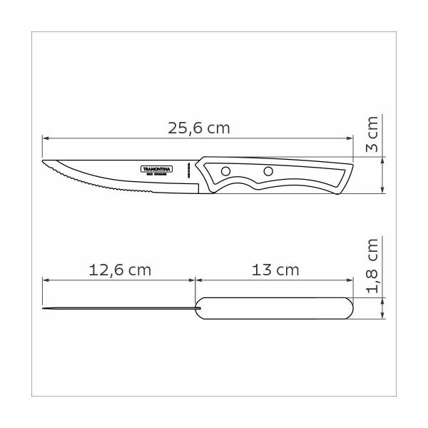 Imagem de Faca para Churrasco Jumbo Tramontina com Lâmina em Aço Inox e Cabo em Madeira Tratada Polywood Castanho 5 polegada