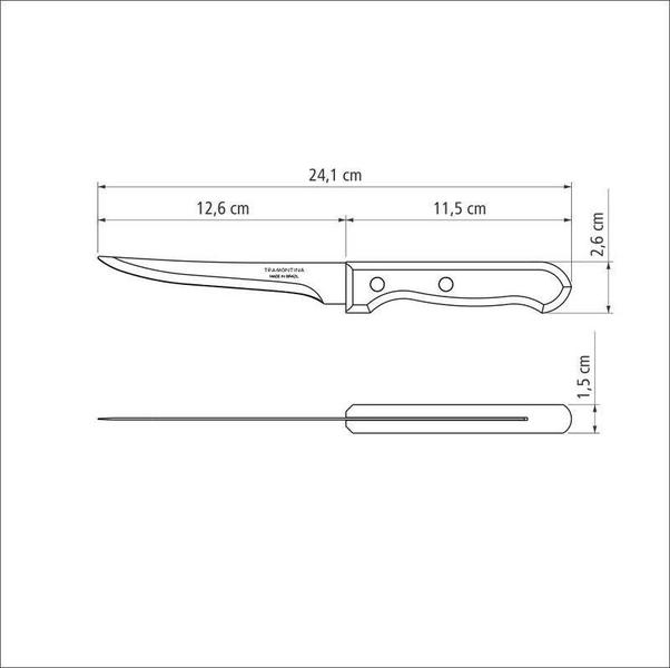 Imagem de Faca para desossar tramontina dynamic com lâmina de aço inox e cabo em madeira natural 5