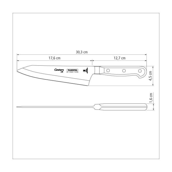 Imagem de Faca para Fatiar e Picar Tramontina Century com Lâmina em Aço Inox e Cabo em Policarbonato 7"