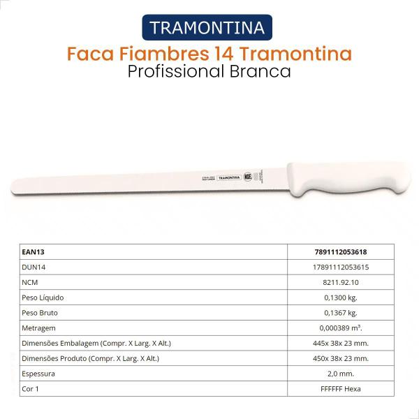 Imagem de Faca Para Fiambres 12 Profissional Branco  24628084