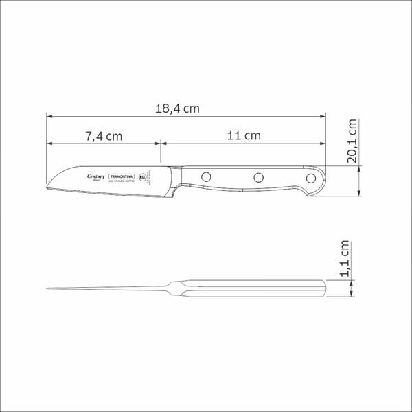 Imagem de Faca para Legumes Frutas Tramontina Century Wood Aço Inox Cabo de Madeira Tratada