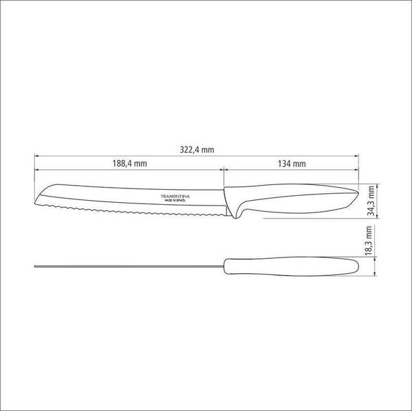 Faca para pao 8 plenus preto - lamina de aco inox e cabo de polipropileno - TRAMONTINA Imagem de Faca para pao 8 plenus preto - lamina de aco inox e cabo de polipropileno