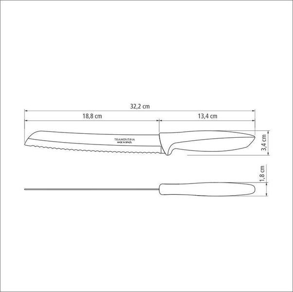 Faca para pao 8 plenus preto - lamina de aco inox e cabo de polipropileno - TRAMONTINA Imagem de Faca para pao 8 plenus preto - lamina de aco inox e cabo de polipropileno