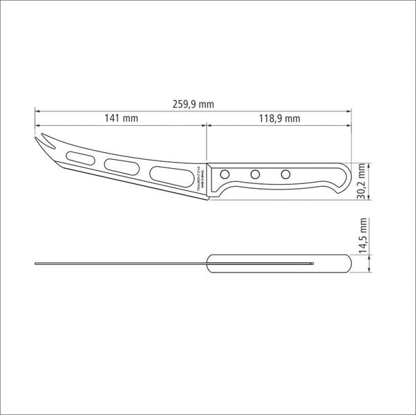 Imagem de Faca para Queijo Tramontina Harmoniza com Lâmina em Aço Inox e Cabo de Madeira Polywood Castanho 6"