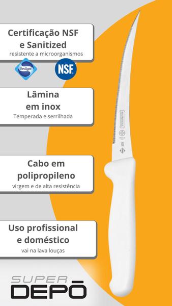 Imagem de Faca para Tomate Lâmina Inox Serrilhada Mundial Branca