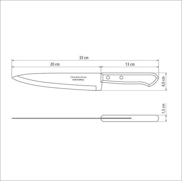 Imagem de Faca peixeira e cozinha tramontina dynamic com lâmina de aço inox e cabo de madeira natural 8