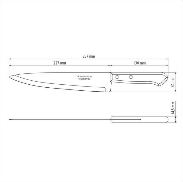 Imagem de Faca peixeira e cozinha tramontina dynamic com lâmina de aço inox e cabo de madeira natural 9