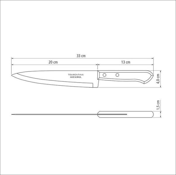 Imagem de Faca peixeira e cozinha tramontina dynamic com lâmina em aço inox e cabo de madeira natural 8