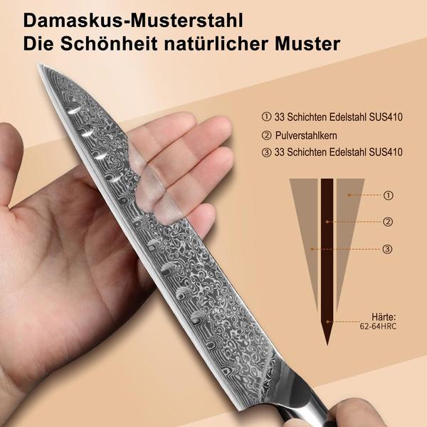 Imagem de Faca Plys Damascus Santoku 18 cm com cabo de aço inoxidável