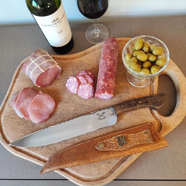 Faca Ponta Larga Chef 10' Churrasco Cozinha Aço Inox 420C Artesanal Robusta Full Tang - Facas Zanline Imagem de Faca Ponta Larga Chef 10' Churrasco Cozinha Aço Inox 420C Artesanal Robusta Full Tang