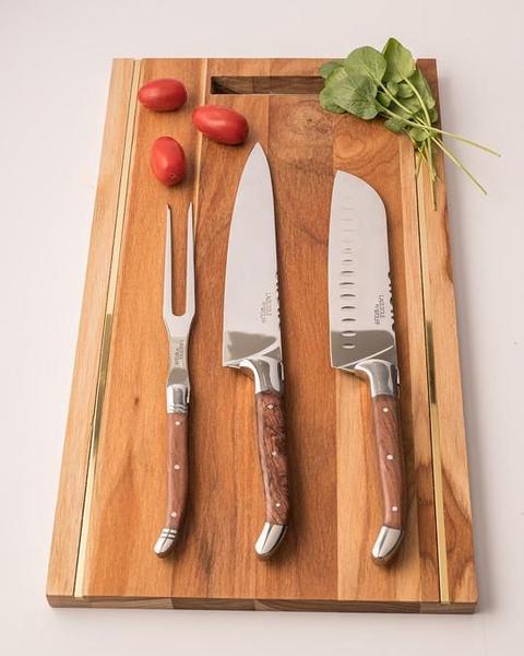 Imagem de Faca santoku cabo de madeira e aco inox laguiole by wolff